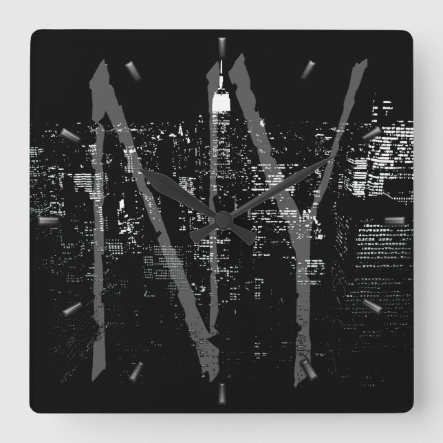 Cuadrado Regalos de reloj de Nueva York Decoración Reloj de (Anverso)