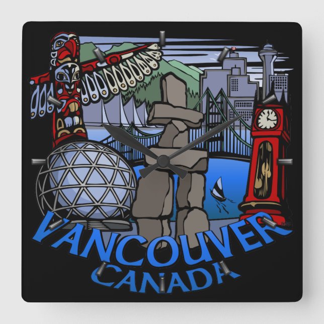 Cuadrado Regalos de reloj de Vancouver Decoran Reloj de las (Anverso)