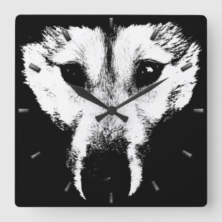 Cuadrado Regalos de reloj Husky Decorador Lobo Reloj de par