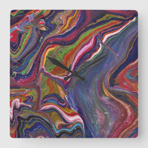Cuadrado Reina por un día 1 Reloj abstracto colorido y salv