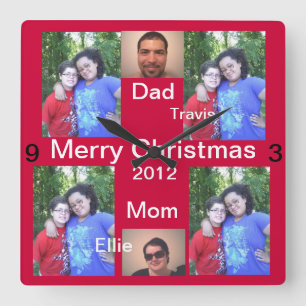 Cuadrado Reloj 2012 de la familia de las Felices Navidad