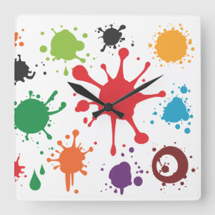 Cuadrado Reloj abstracto de la salpicadura de la pintura