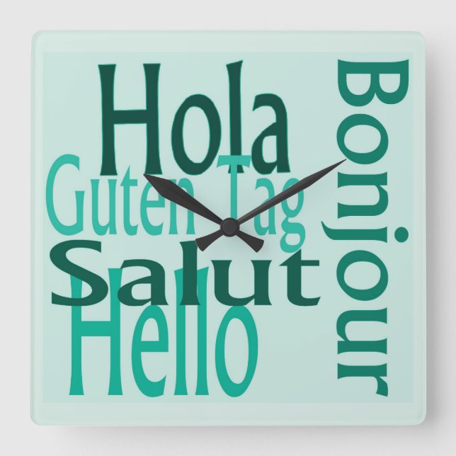 Cuadrado Reloj acrílico fresco en la pared (Anverso)