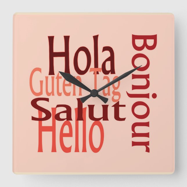 Cuadrado Reloj acrílico fresco en la pared (Anverso)