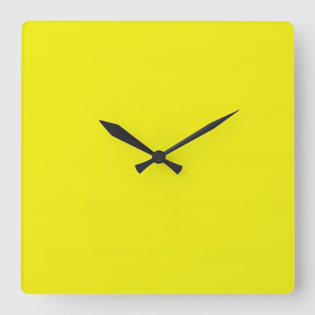 Cuadrado Reloj amarillo neón brillante (Anverso)