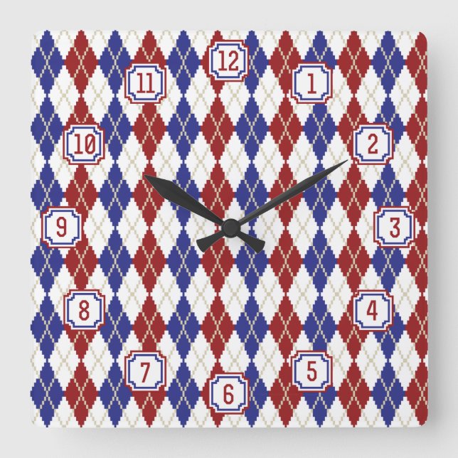 Cuadrado Reloj Americana Argyle (Anverso)