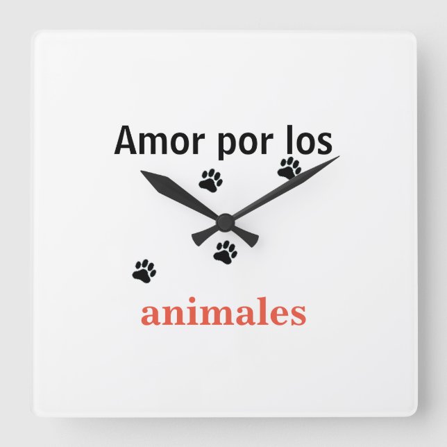Cuadrado Reloj  amor por los animales (Anverso)