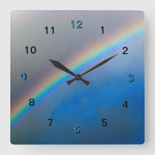 Cuadrado Reloj - Arcoiris en cielo tormenta