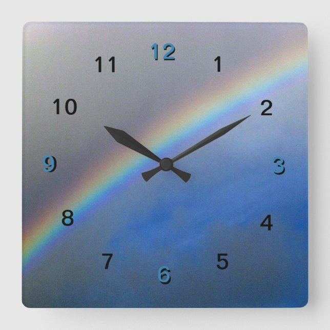 Cuadrado Reloj - Arcoiris en cielo tormenta (Anverso)