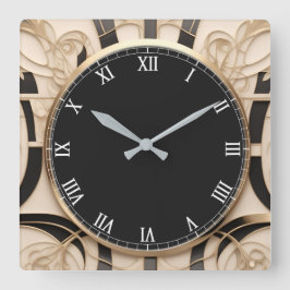 Cuadrado Reloj Art Nouveau Art Déco Oscuro - Oro Blanco Neg