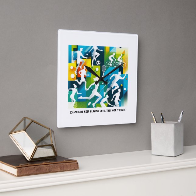 Cuadrado Reloj atleta inspirador - Regalo motivacional (Oficina)