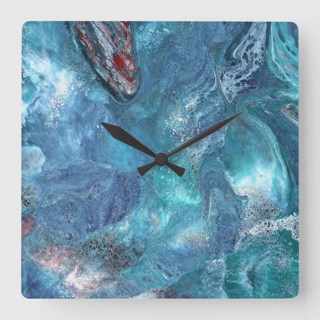 Cuadrado Reloj azul abstracto Galaxy 2 Espacio (Anverso)