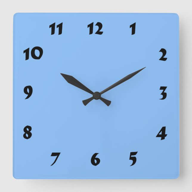 Cuadrado Reloj azul de bebé numerado modificable (Anverso)
