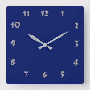 Cuadrado Reloj azul de la marina numerada cambiable