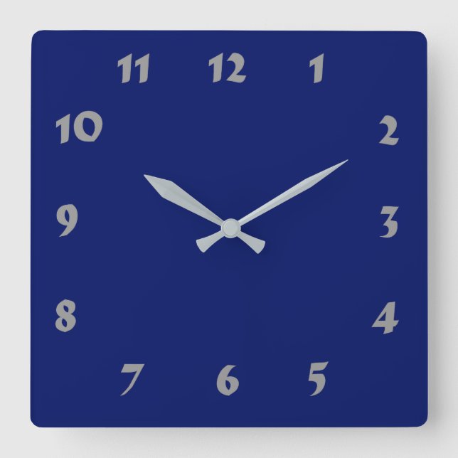 Cuadrado Reloj azul de la marina numerada cambiable (Anverso)