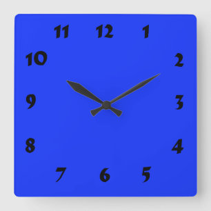 Cuadrado Reloj azul neón brillante adornado