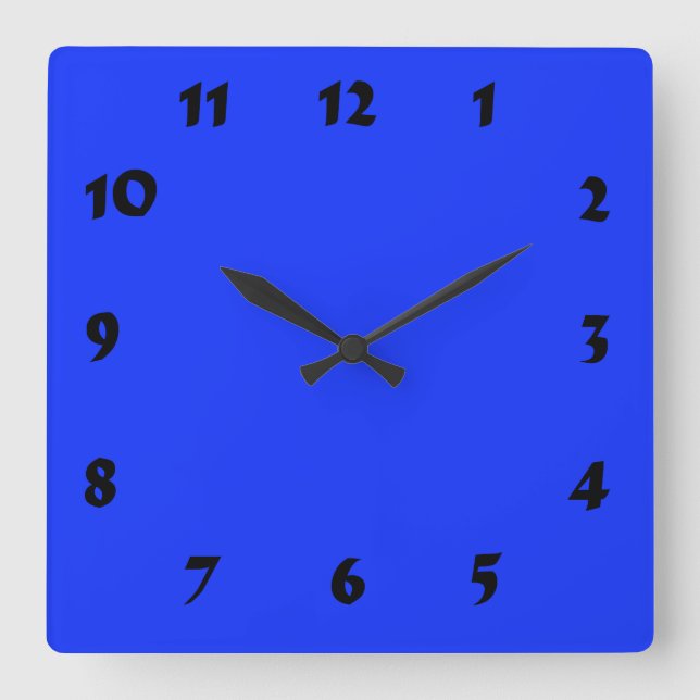 Cuadrado Reloj azul neón brillante adornado (Anverso)