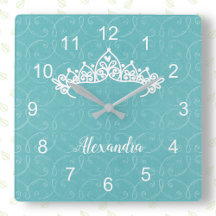 Reloj azul y blanco para el muro Tiara