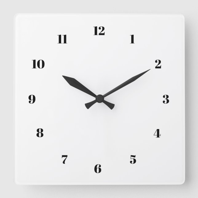 Cuadrado Reloj blanco y negro con tu propio diseño (Anverso)