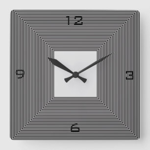 Cuadrado Reloj blanco y negro de Striped>Wall