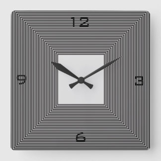 Cuadrado Reloj blanco y negro de Striped>Wall