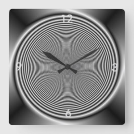 Cuadrado Reloj blanco y negro del remolino > de pared