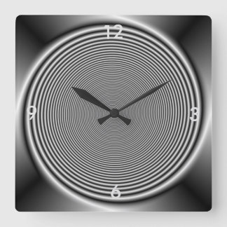 Cuadrado Reloj blanco y negro del remolino > de pared
