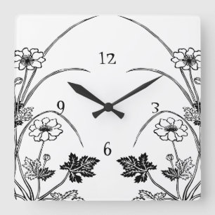 Cuadrado Reloj botánico de Art Nouveau