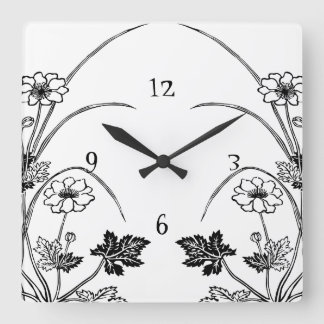 Cuadrado Reloj botánico de Art Nouveau