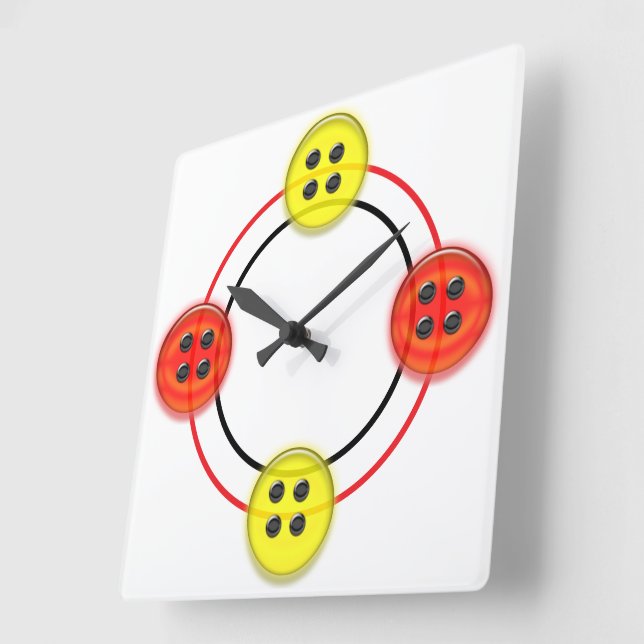 Cuadrado Reloj - Botones 3D (Ángulo)