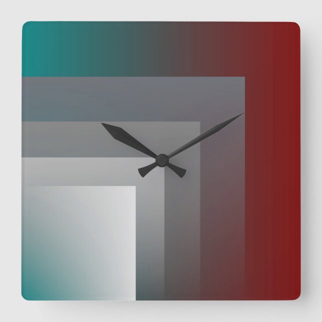 Cuadrado reloj burdeos verde gris (Anverso)
