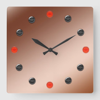 Cuadrado Reloj - cara metálica retro 60