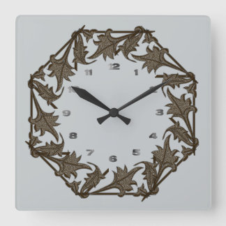 Cuadrado Reloj - Círculo de hojas