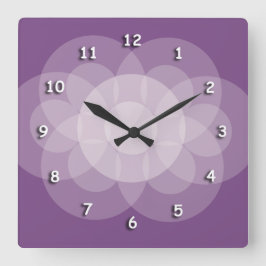Cuadrado Reloj - Círculos interrelacionados en púrpura