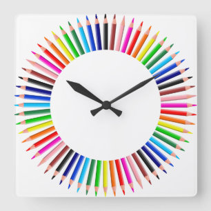 Cuadrado Reloj coloreado de los lápices