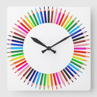 Cuadrado Reloj coloreado de los lápices