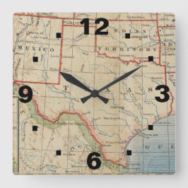 Cuadrado Reloj con el mapa de la antigüedad de Texas 1888 E