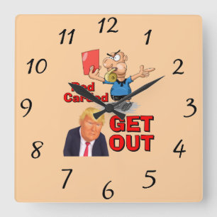 Cuadrado Reloj con Tarjeta Roja