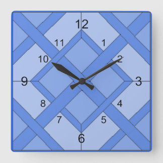 Cuadrado Reloj - Cuadrados entrelazados en azul
