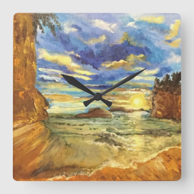 Cuadrado Reloj de acrílico de pared  (Anverso)