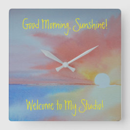 Cuadrado Reloj de acuarela oceánica