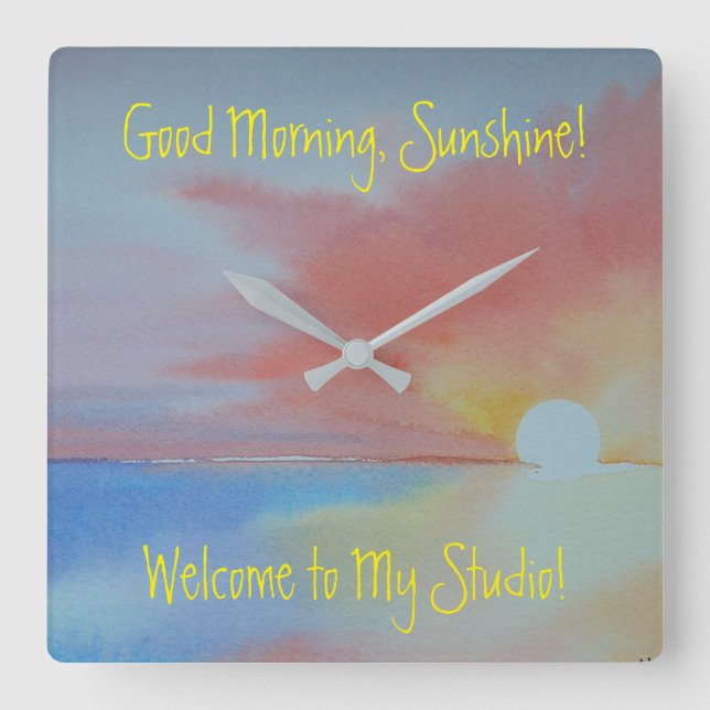 Cuadrado Reloj de acuarela oceánica (Anverso)