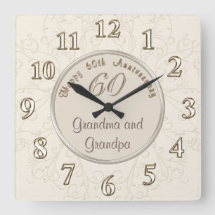 Cuadrado Reloj de aniversario de personalizable para abuelo