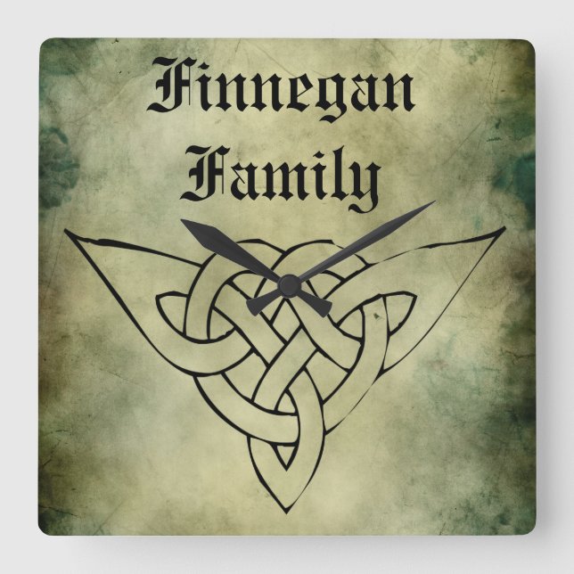Cuadrado reloj de apellidos del símbolo irish de celitc (Anverso)