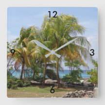 Reloj de árbol de palmas tropical