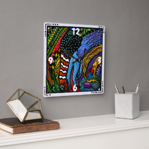 Cuadrado Reloj de arte abstracto colorido