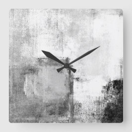 Cuadrado Reloj de arte abstracto en blanco y negro de 'Lecc