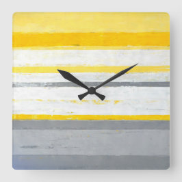 Cuadrado Reloj de arte abstracto gris y amarillo "entusiast