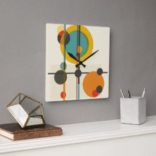 Cuadrado Reloj de arte geométrico moderno de mediados de si
