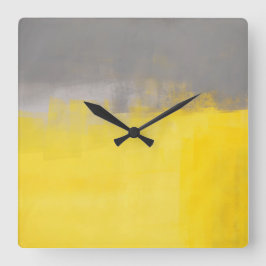 Cuadrado Reloj de arte gris y amarillo "Un simple resumen"